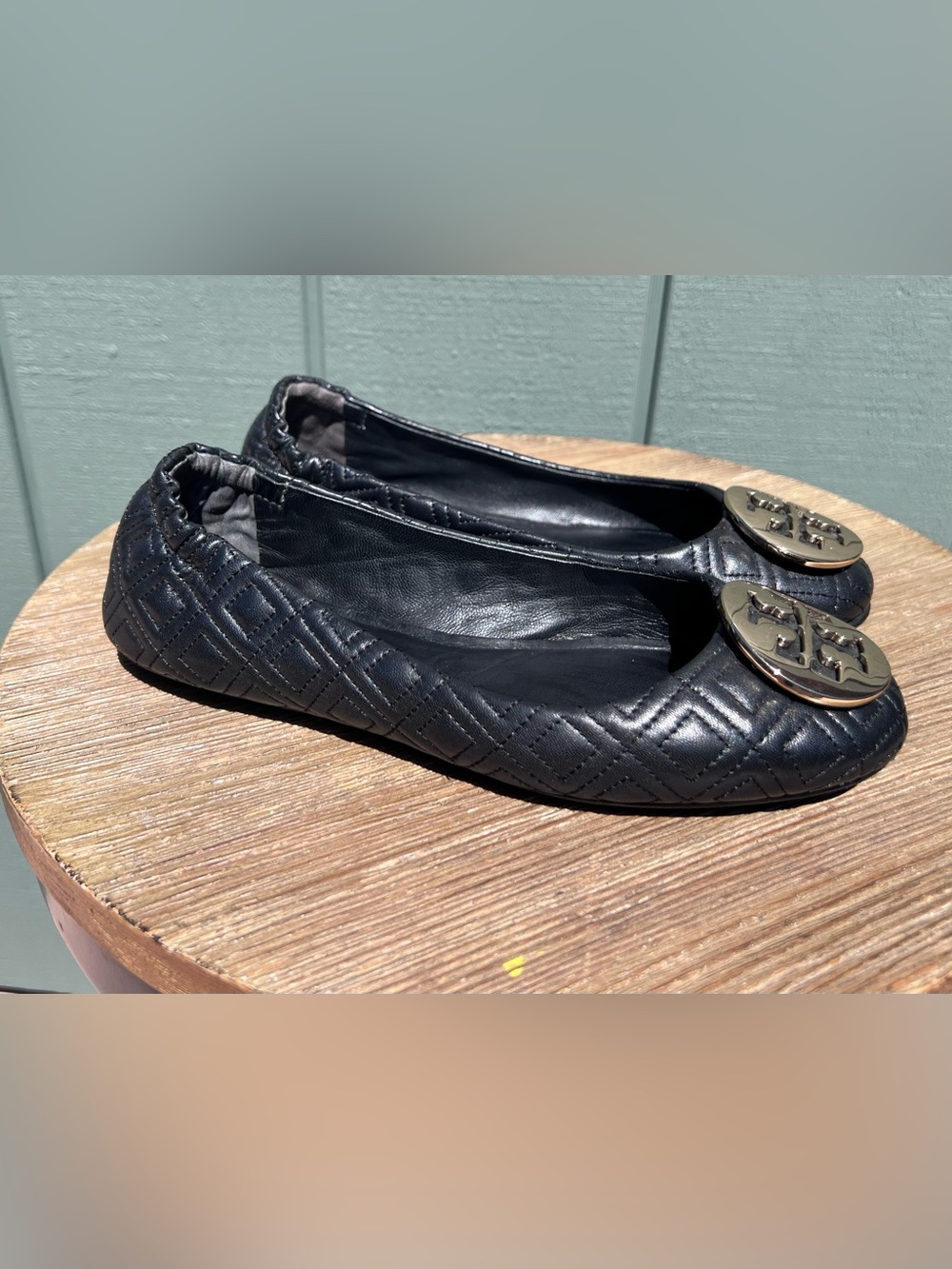 Tory Burch Black Quilted Minnie Flat